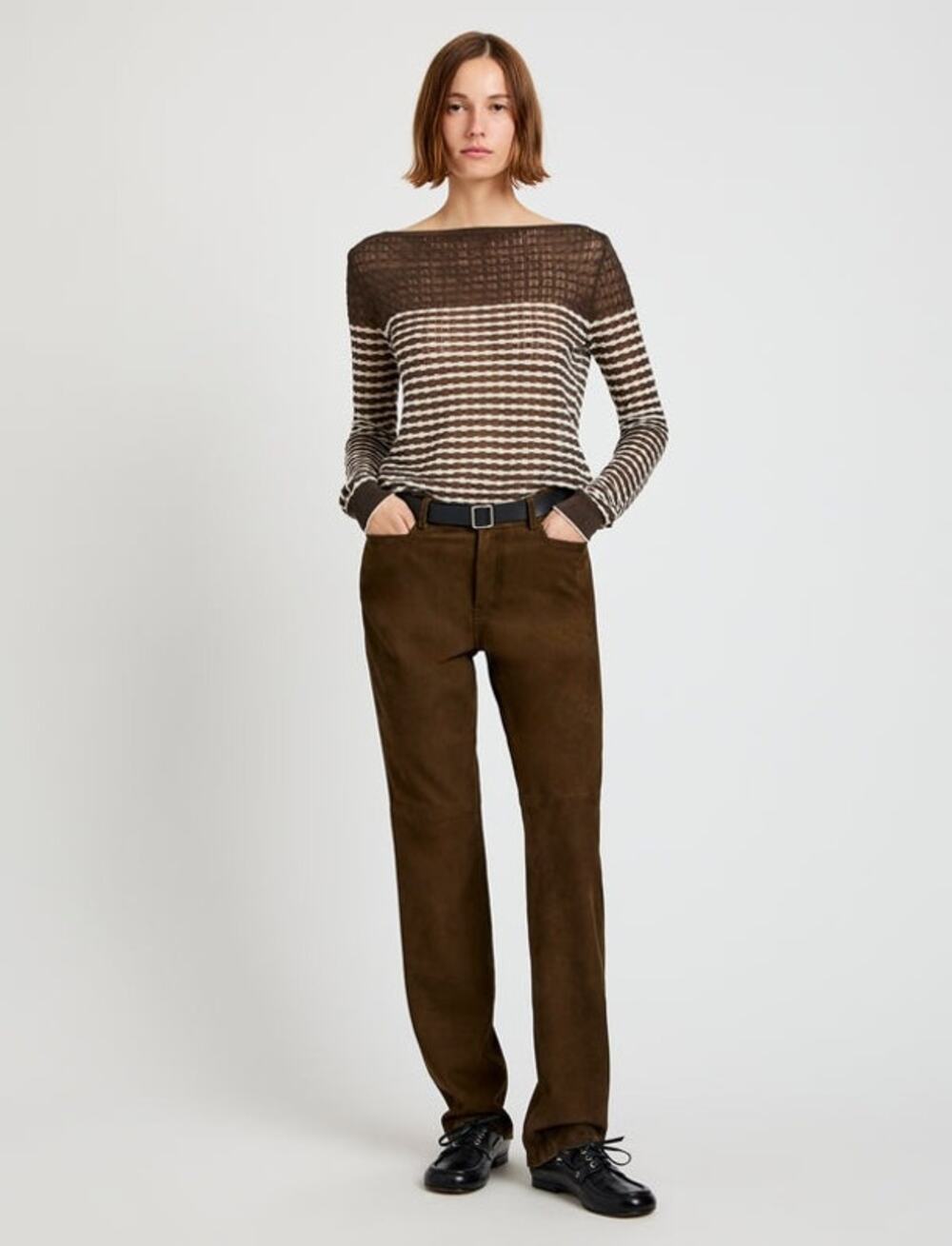 Proenza Schouler Women's 4 Suede Wood White Label Maxine Straight Pants K2-6